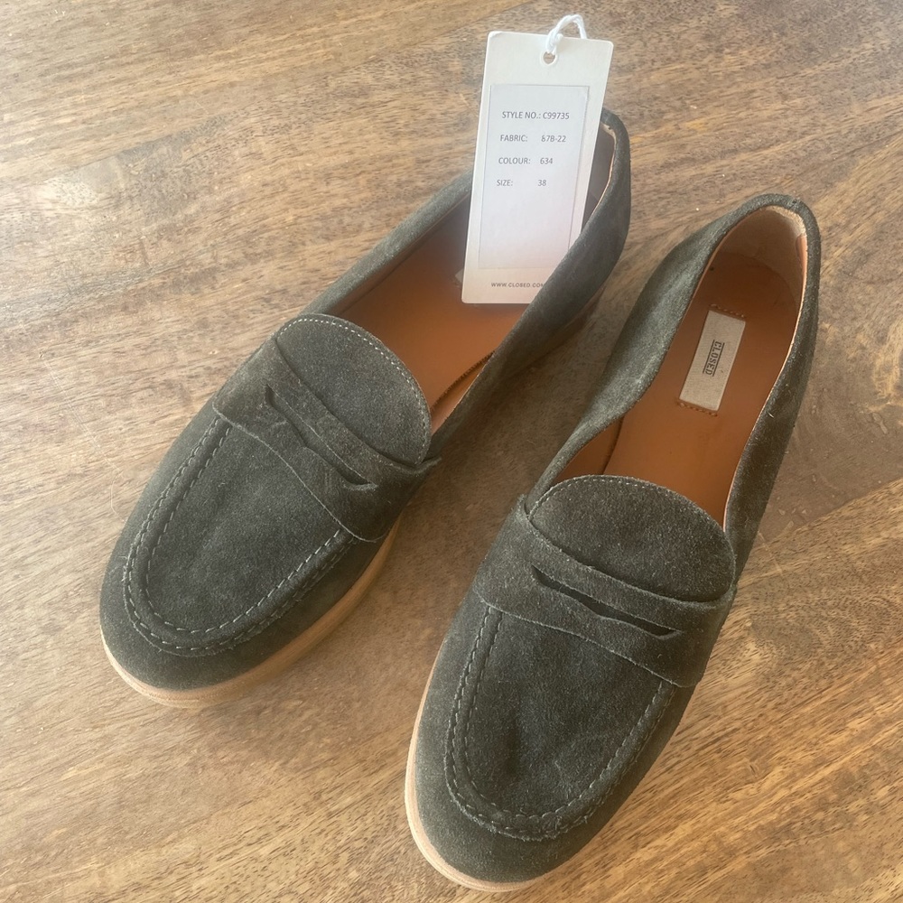 Olive Suede Loafers - Picture 7 of 8